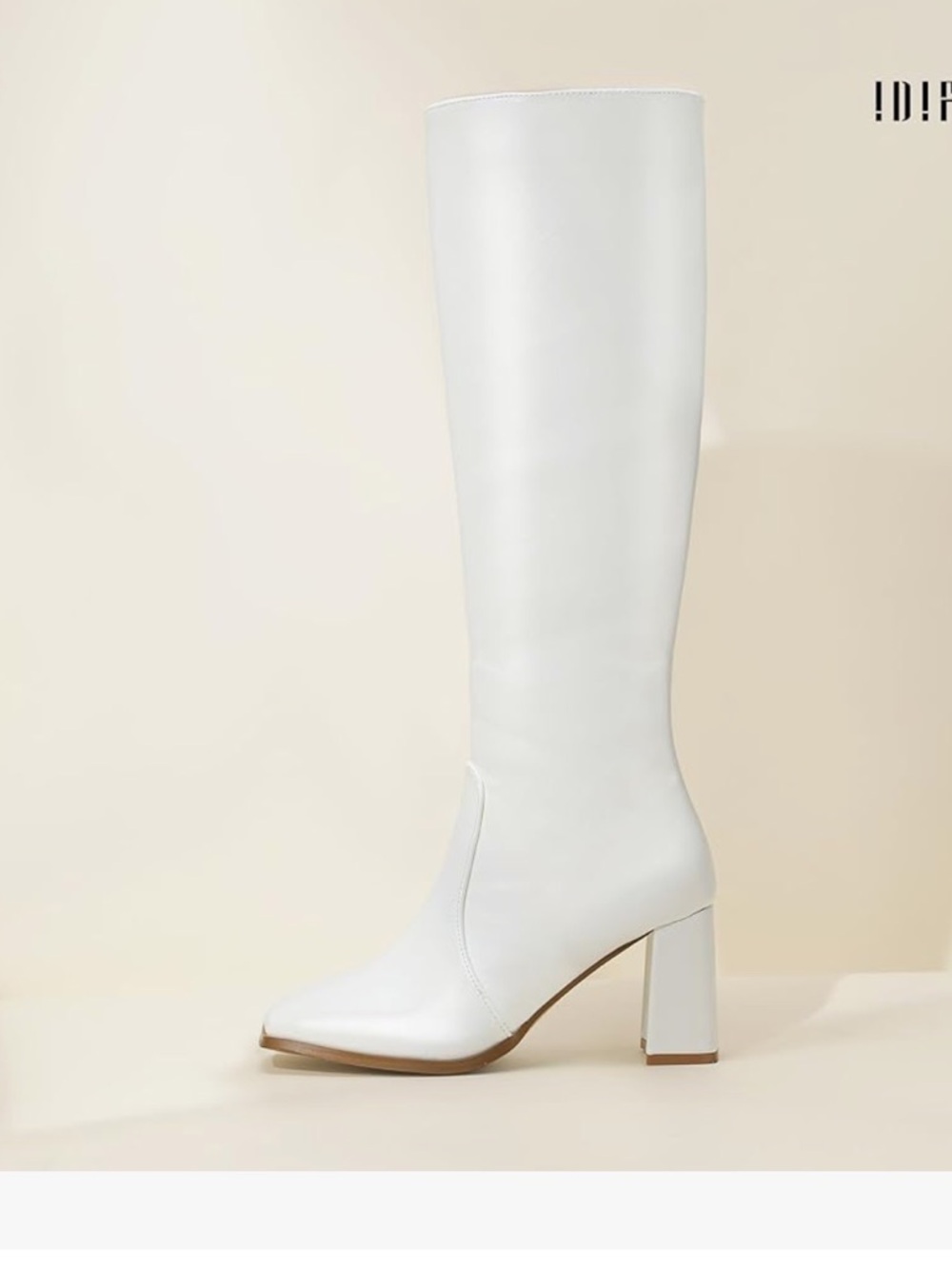 White Knee-High Block Heel Boots - like new! Worn for a couple hrs.